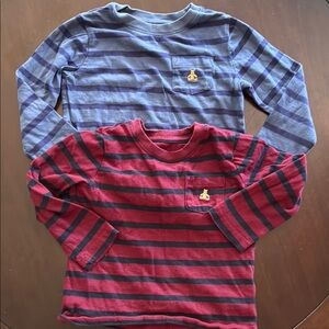 GAP Kids Long Sleeve Tees - Navy and Burgundy Stripes